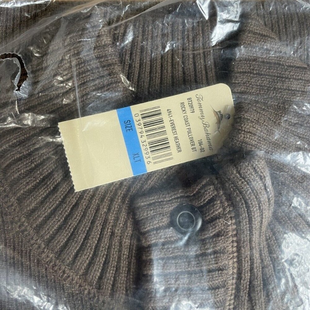 Tommy Bahama Sweater Big Tall Brown Pullover Cotton XLT NEW / tags